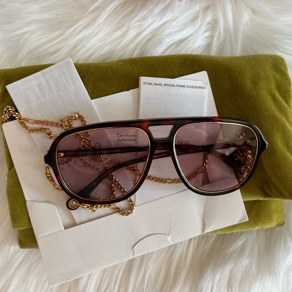 Gucci tortoise shell Sunglasses Aviator Style - Picture 16 of 17